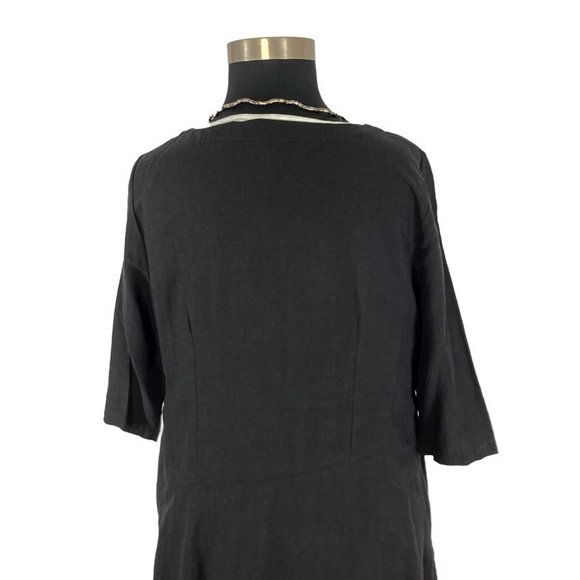 Niche Nilgun Derman XL Black Linen Tunic Top High Low Long Art To Wear Lagenlook - Picture 8 of 8